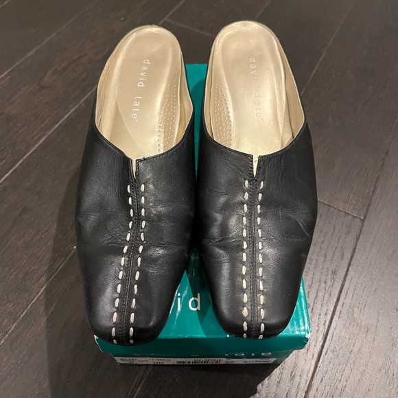 David Tate Shoes - David Tate Black and White Mules